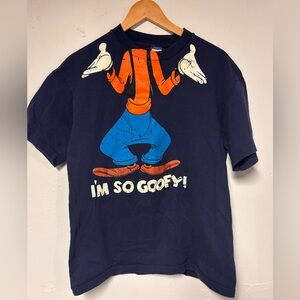 Vintage Disney Goofy Mens Graphic T-shirt Navy Large Fits Medium